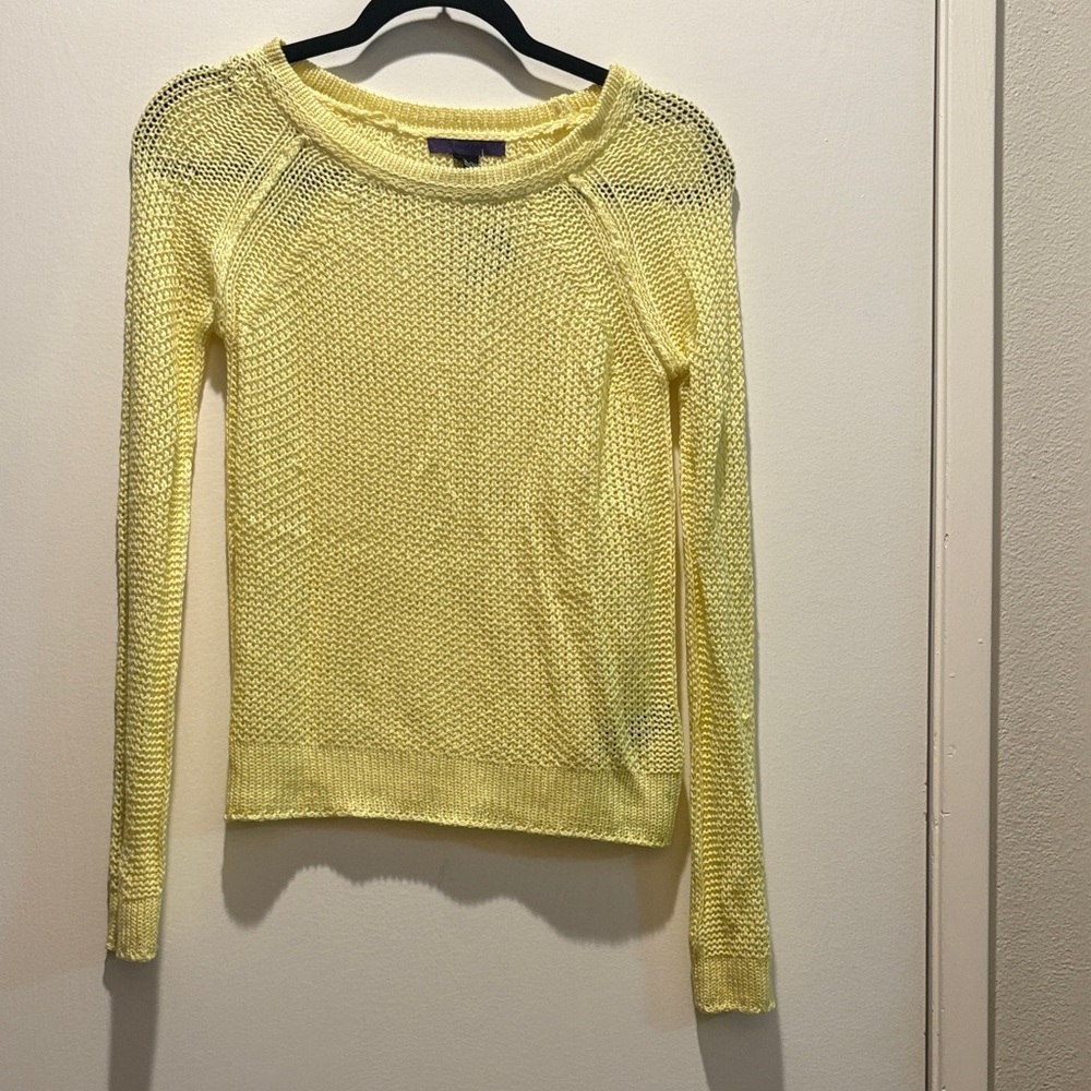 Forever 21 Pale Yellow Open-Knit Crewneck Sweater
